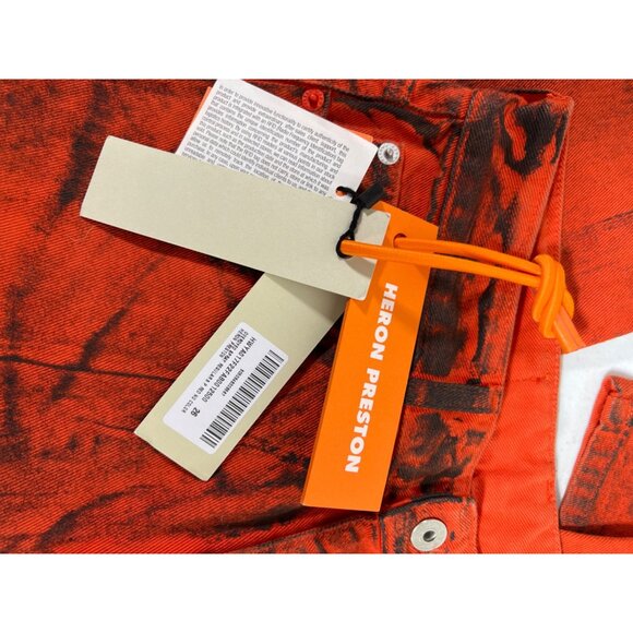 Heron Preston Orange Overdyed Spray Regular Jeans Women's 26 NWT - Picture 8 of 8